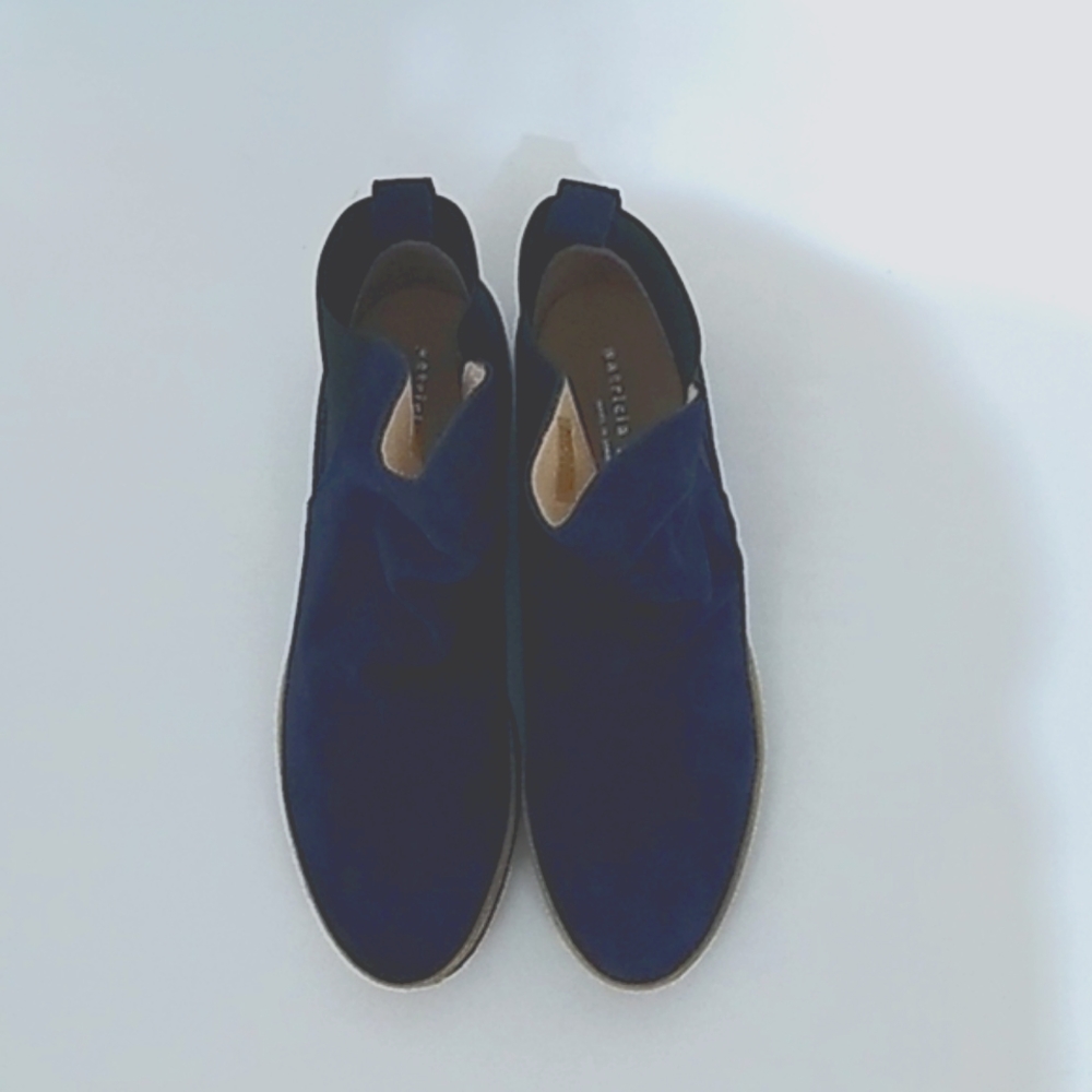 Patricia Green Charley Blue Suede Wedge Booties